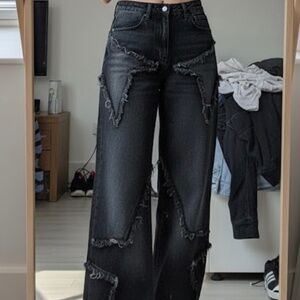 Black Wide-Leg Jeans – Women’s High-Rise Loose Fit, Trendy Vintage Style